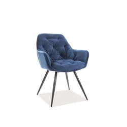Krzesło welurowe pikowane CHERRY Velvet - granatowy Bluvel 86