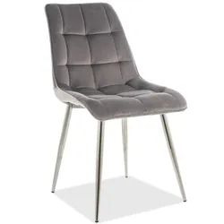 Krzesło welurowe pikowane CHIC CHROM Velvet - szary Bluvel 14