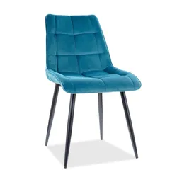 Krzesło welurowe pikowane CHIC Velvet - turkusowy Bluvel 85