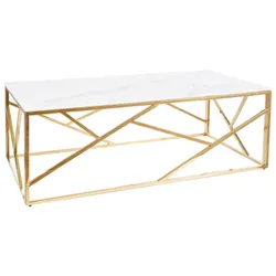 Ława ESCADA A II 120x60 - biały efekt marmuru/złoty