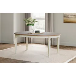 Stół okrągły rozkładany  REALYN D743-35 121/182x121 - brązowy/biały