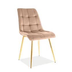 Krzesło welurowe pikowane CHIC VELVET Złoty - beżowy Bluvel 28