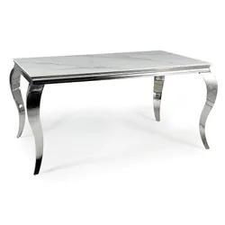 Stół PRINCE Ceramic 180x90 - biały marmur/chrom
