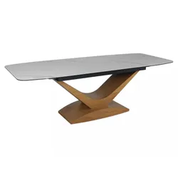Stół rozkładany DOLCE CERAMIC 180/240x95 - biały mat/dąb