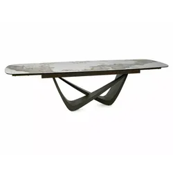 Stół rozkładany MARANELLO CERAMIC 200/290x98 - biały połysk/miedziany