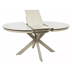 Stół okrągły rozkładany PORTO CERAMIC 120/160x120 - beż mat/kaszmir