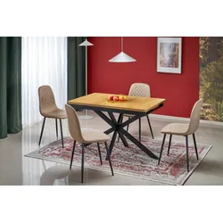 Stół rozkładany HOLTER 120/160x80 - dąb złoty/czarny