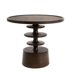 Stolik drewniany okrągły BRERA 60 cm - brązowy