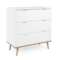 Komoda GÖTEBORG 3S 80 cm - biały mat/dąb sonoma