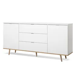 Komoda GÖTEBORG 2D3S 180 cm - biały mat/dąb sonoma
