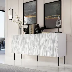 Frezowana komoda 3-drzwiowa FIORI 152 cm - biały mat