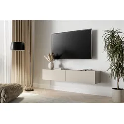 Szafka RTV wisząca z oświetleniem ALTO 180 cm - kaszmir mat