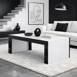 Stolik kawowy TUCSON 120x60 - biały mat/czarny połysk