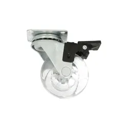 Kółko meblowe KDS-01-H z płytką i hamulcem - przezroczysty / fi 50 mm