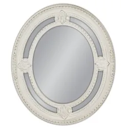 Lustro owalne PU027 62x72 - przecierany biały