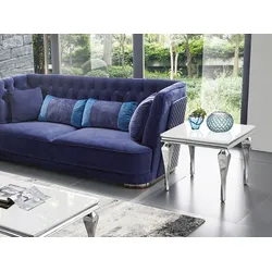 Stolik szklany blat D951 60x60x55 cm - biały