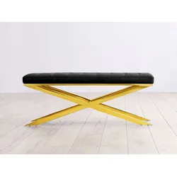 Ławka pikowana Y1020 122x42x48 cm - złoty