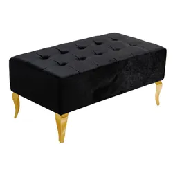 Pufa tapicerowana podłużna POUF008 - złoty/czarny