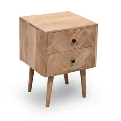 Szafka nocna 2 szuflady PARQUET - drewno mango