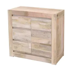 Komoda drewniana MILANO 6 szuflad - mango naturalne