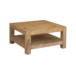 Stolik kawowy drewniany z półką VERONA 90x90 - palisander teak