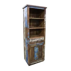 Regał z drewna z odzysku z drzwiami i szufladą RUSTIC VINTAGE