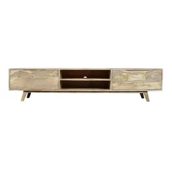 Szafka RTV drewniana z dwiema szufladami STOCKHOLM 210 cm - mango naturalne