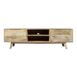 Szafka RTV drewniana z dwiema szufladami STOCKHOLM 150 cm - mango naturalne