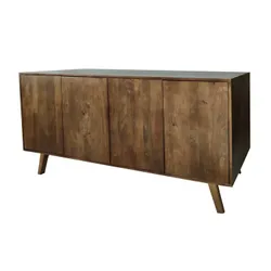 Komoda drewniana 4-drzwiowa STOCKHOLM - mango orzech włoski