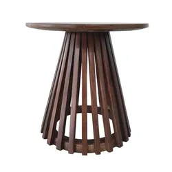 Stolik kawowy drewniany okrągły STOCKHOLM 50 cm - mango orzech włoski