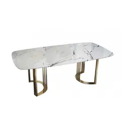 Stół ALVARO GOLD 180x90 - biały/złoty