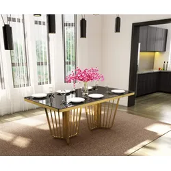 Stół ELBA Gold 180x90 - czarny/złoty