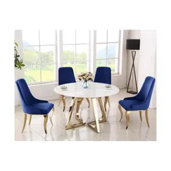 Stół okrągły WHITE CARRERA 130 cm - biały/złoty