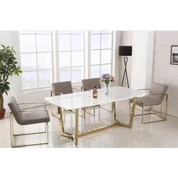Stół WHITE CARRERA 180x90 - biały/złoty