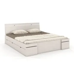 Łóżko drewniane sosnowe z szufladami SPARTA Maxi&DR 200x200 - biały