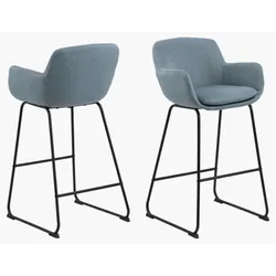 Lisa bar stool Seat dusty blue Town 89 Base metal matt black 2-Pack