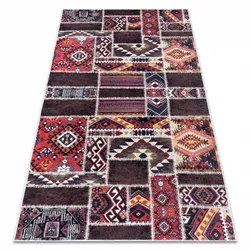 Dywan PATCHWORK - bordo / brązowy