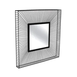 Lustro w ramie z drucików TOYJ19-215B 65x65 cm - czarny