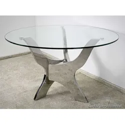 Stół okrągły ze szklanym blatem TH314 120 cm