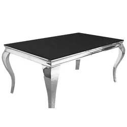 Stół ze szklanym blatem CT/TH306-1 200x100 - czarny/srebrny