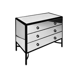 Komoda lustrzana z szufladami LW6073 - srebrny/czarny