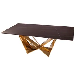 Stół designerski CT2061 200x100 - czarny/złoty