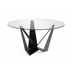 Designerski stół okrągły CT2061R 150 cm - transparentny/czarny