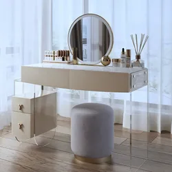 Toaletka z pufą i lustrem CRYSTAL