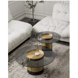 Zestaw stolików kawowych HUGO - złoty/czarny