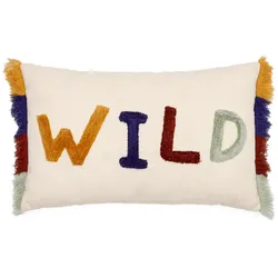 Poszewka dekoracyjna do pokoju dziecka kolorowa 50x30 cm z napisem Wild
