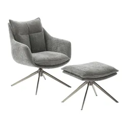 Fotel z podnóżkiem PARKER PKLE60 - jasny antracyt/stal