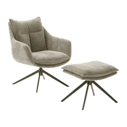 Fotel z podnóżkiem PARKER PKLS60 - cappuccino/czarny
