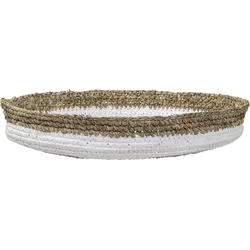 Koszyk dekoracyjny z rafii 44 cm - biały/naturalny