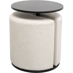 Stolik okrągły z pufą BETTER TOGETHER 46 cm - czarny/kremowy